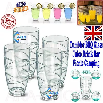 Buy Tumbler BBQ Glass Juice Drink Bar Picnic Camping Party HI Ball Glasses Clear 4PC • 8.95£