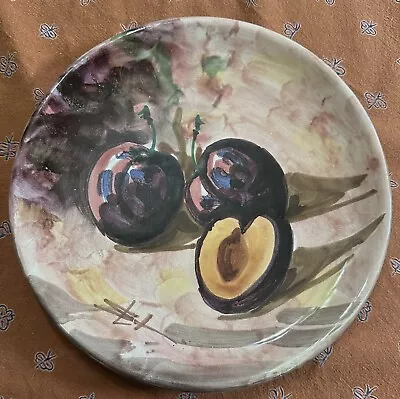 Buy 8.25” Peasant Village Pottery Plate Hand Painted Italy PV 09503 Plate Plums VGC • 14.16£