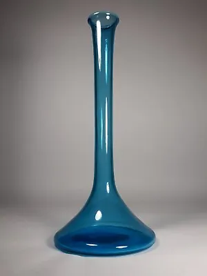 Buy Vintage BLENKO? 12  Blue Colored Glass Vase Tapered Stretched Bottle Decanter • 74.75£