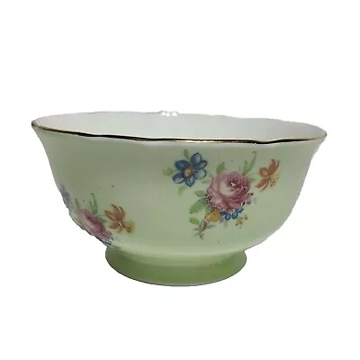 Buy Vintage Ansley English Bone China Sugar Serving Bowl Mint Green Roses Gold Trim  • 3.98£