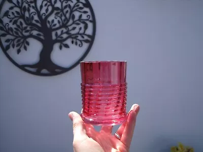 Buy Antique Victorian Cranberry Glass Tumbler Beaker With Ribbed Base 9.5cm ~ 3.75  • 20£