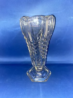 Buy Collectable Vintage Cut Glass Vase Davidson #295 Chevron Art Deco Vase • 14.99£