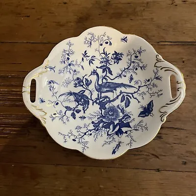 Buy EARLY COALPORT ,BLUE & WHITE CHINA ,BIRD PATTERN Bowl Plate With Handle 9” • 15£