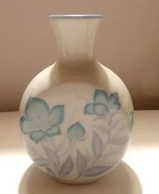Buy Ceramic Mini VASE ASAHI Pastel Flowers Blue Hue 1970s Japan • 4.32£