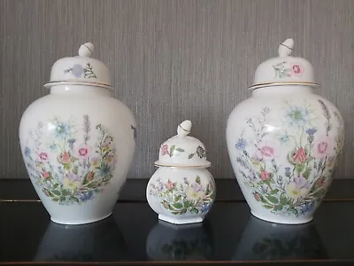 Buy Two Large And One Small Aynsley Bone China Ginger Jars In  Wild Tudor Pattern • 30£