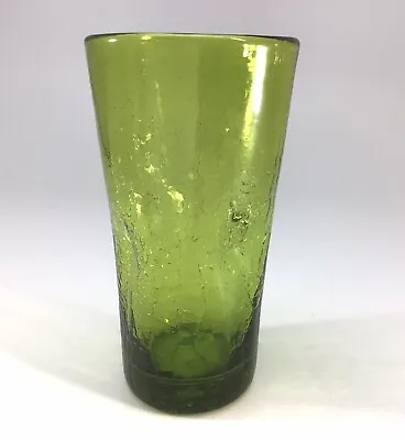 Buy Vintage Pinched Crackle Glass Tumbler Green Hand Blown • 8.67£