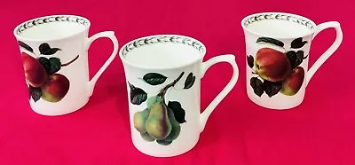 Buy Queens RHS Hookers Fruit Design, 2 X Apples And Pear Bone China Mugs - Set Of 3 • 16£