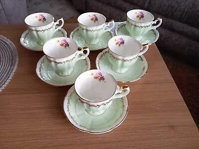 Buy 12 Pc Bone China Crown Staffordshire Mint Green Cups And Saucers • 29.99£
