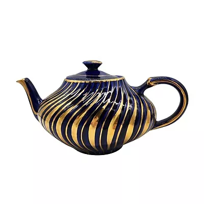 Buy Vintage England Arthur Wood China Swirl Blue And Gold Georgian Teapot • 64.26£