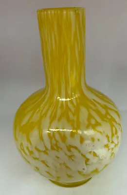 Buy Antique Franz Welz * Art-glass *lemon & White Spatter Glass- Small Bud Vase • 22£
