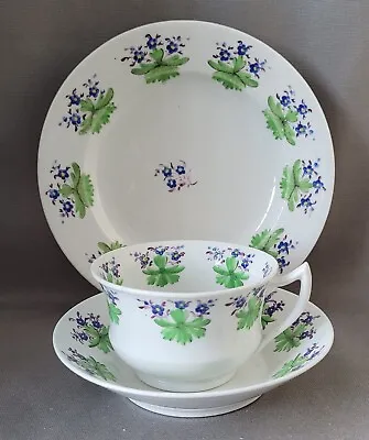 Buy New Hall Blue Flowers Pattern 2254 Trio 1818-25 Pat Preller Collections • 30£