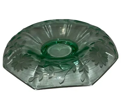 Buy Vintage 1940s Green Vaseline Uranium Etched Depression Glass 9 Inch Console Bowl • 28.14£