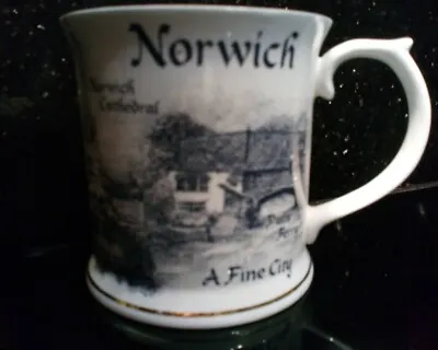 Buy Norfolk Blueware Norwich China Mug. Artwork By B. Ward. Views Of Norwich England • 10.99£
