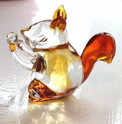 Buy Art Glass Squirrel Figure Glassware 6 Cm Clear To Brown • 10£