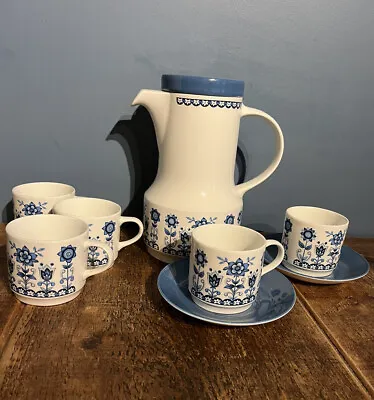 Buy Vintage 60s Tudor Blue Johnson Bros Ironstone Coffee Pot, Cups, Saucers • 21£
