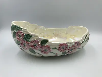 Buy Maling Vintage Lustre Ware Ceramic Boat Shaped Fruit Bowl In Pink Apple Blossom • 19.99£