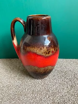 Buy West German Vintage Pottery Vase / Jug 6” Retro Red Brown 414 16 • 19.99£