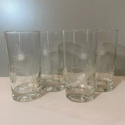 Buy Vintage Etched Floral Clear Crystal Glasses Cups • 38.42£