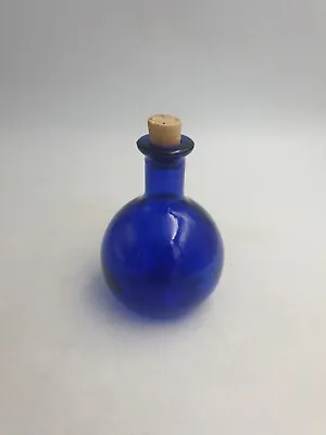 Buy Cobalt Blue Glass Ball Shaped Base Decorative Bottle Apothecary Portion Style • 13.99£