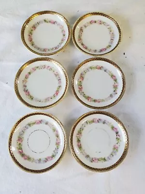 Buy Antique Kaiserin Maria Theresia 6 Piece China Rose Flower Small Saucer Set... • 40.37£