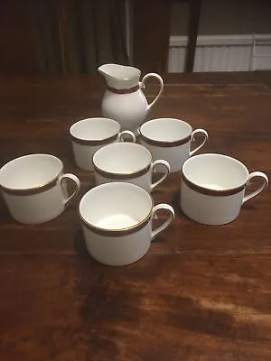 Buy Royal Grafton Warwick Red Gold 6 Teacups Coffee Cup Milk Jug Set • 5.99£