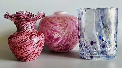 Buy 3 X Vintage Bud Vases, Caithness, Isle Of Wight Studio Glass • 65£