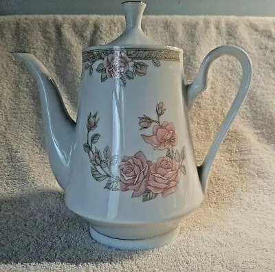 Buy Tienshan Tea Pot W/Lid Pink/Peach Flowers, Gold Trim, Made In China • 19.20£