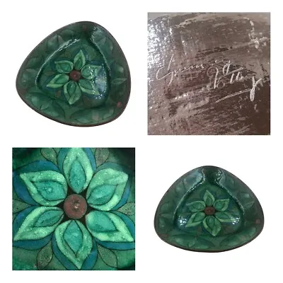 Buy Mcm Guernsey Studio Pottery Green Floral Design Decorative Plate Trinket Tray • 49.99£