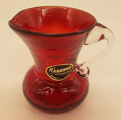 Buy Vintage Kanawha Handcrafted Red Crackle Pitcher Dunbar, WV 3.25 Inches Tall • 14.18£