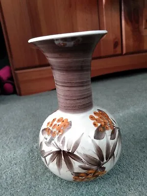 Buy Jersey Vintage Pottery Brown Orange Floral Vase Excellent Condition • 4.99£