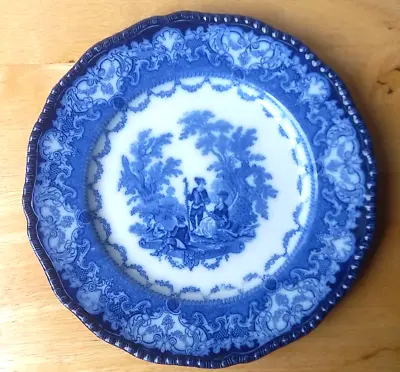 Buy Antique Doulton Watteau, Flow Blue Dinner Plate, 10  C.1890 #2 • 15£