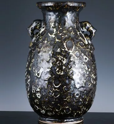 Buy Very Unusual Antique Chinese Volcanic Flambe Glaze Porcelain Handled Vase Qing • 44.27£