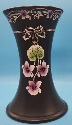Buy Rare Art Deco Shelley Violette Vase Heigh 21cm Black And Floral Pattern • 29£