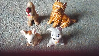 Buy 4 Wade Figurines, 3 Disney -Bambi, Trusty And Thumper And Brown Terrier Dog • 5£