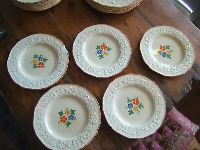 Buy Crown Ducal Gainsborough Hand Painted Flower Pattern Side Plates Charlotte Rhead • 20£