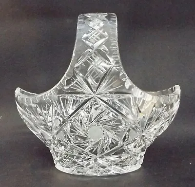 Buy Vintage Bohemian Cut Glass Crystal Basket • 20£