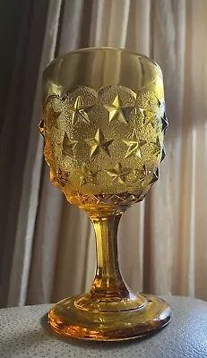 Buy Vintage Amber/Gold  6.25” Glass Goblet With “STARS” Rare • 11.28£