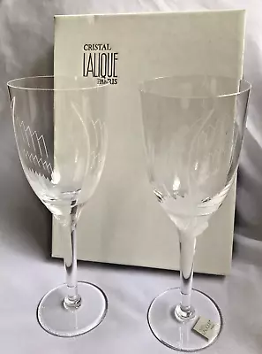 Buy SET OF (2) LALIQUE Wine Flutes Glasses ANGEL WINGS SIGNED • 378.88£