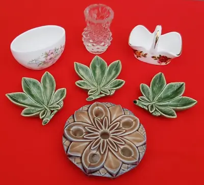 Buy Job Lot 7 Porcelain China Ornaments Wade Trinket Tray Bud Vase Crystal Cut Glass • 18.99£