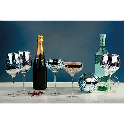 Buy ARTLAND Filigree Glasses | Set Of 2 | Blue/Lilac & Silver | Home Bar Addition • 35.70£