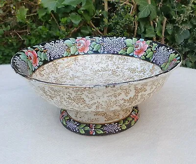 Buy Royal Winton Grimwades Pottery FOOTED BOWL In ' Fibre ' 3458 Pattern 1919-1929 • 29.95£
