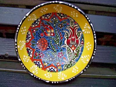 Buy Turkish Iznik Ottoman Style Tulip Floral Hand Crafted Folk Art Pottery Bowl • 6£