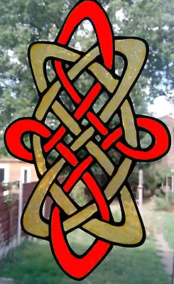 Buy Window Decor Hand Painted Long Celtic Stained Glass Effect Cling / Decal • 7£