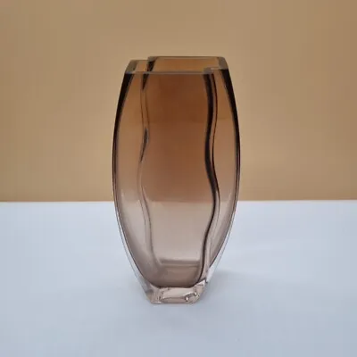 Buy Large Brown Vintage Retro Murano? Offset Vase Art Heavy 10  Glass • 34.95£