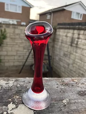 Buy Swedish Glasbruk Red Jack In The Pulpit Stem Glass Bubble Vase Bullicante 1970s’ • 12£