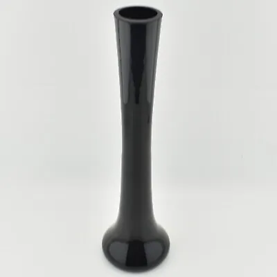 Buy Vintage Tall Slim Jet Black / Purple Glass Bud Lily Vase 30cm  Amethyst • 14.99£