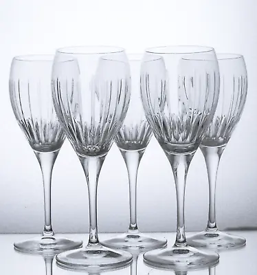 Buy Five Gorgeous Elegant Tall Stem Vintage Crystal Cut Wine Glasses - 19.5cm, 280ml • 30£
