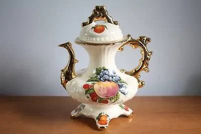 Buy Vintage Staffordshire KLM Ceramic Ornamental Fruit Pattern Tea Pot With Gilding • 29.99£