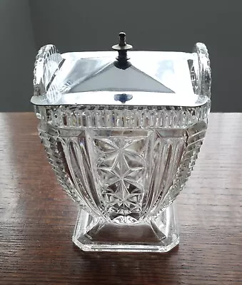 Buy Art Deco Libochovice Josephine Pattern Pressed Glass Pot & Lid Tcheco Slovaquie. • 8.50£