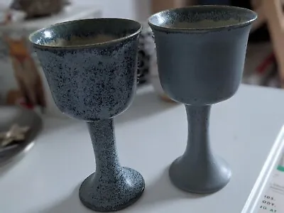 Buy Pair Of Levine Blue Studio Pottery Goblets • 10.50£